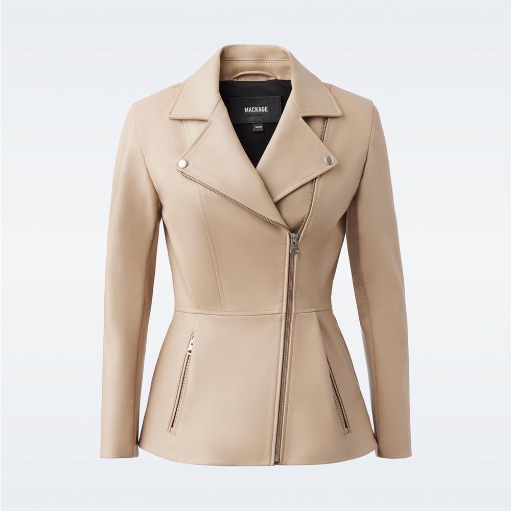 Mackage DAY Beige XS - Brand New Ladies Leather Jacket NWT